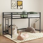 Loft Bed Twin Size  Metal Loft Bed Frame With Arched Guardrail And Safety Ladder