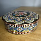 Vintage 8  Daher Embossed Metal Decorative Tin Made In England Bright Floral See