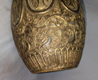 Antique Asian Indian Gilded Brass Bronze Or Copper   Vase 14  X 9 1 4  Wide