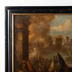 Mid 19th Century Large Original Oil On Canvas Painting Of Battle Scene Surrender