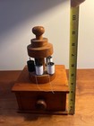 Antique Wooden Sewing Box W  Rotating Thread Spool Holder Drawer Shaker Style
