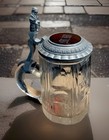 Antique Hand Cut Crystal Stein With Crystal And Pewter Lid 