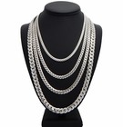 Men s Miami Cuban Link Chain 5mm To 10mm 20  24  30  14k White Gold Plated