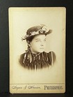 Antique Victorian Cabinet Photo Beautiful Little Girl Floral Hat 1880s