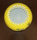 Antique Victorian Rose Bowl Vase  Yellow  Hand Painted  Hand Blown  Pontiled