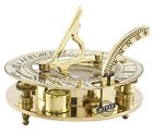 3  Brass Compass Sundial With Wooden Box Antique  Vintage Clock Gifts For Sailor