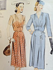 Dress V Neck 6 8 10 Vogue 2322 Sewing Pattern 1943 Reproduction Vtg High Waist