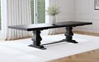 9 Pc Antique Black 10 Ft Dining Table   Beige Chairs Dining Room Furniture Set