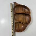 Vintage 12  X 7   Monkey Pod By Dolphin Divided Vintage Wood Snack Serving Bowl