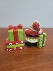 Vintage Fitz And Floyd Santa   Toy Sack Salt   Pepper Set 1996 Omnibus Ceramic