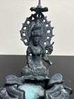Antique Tibetan Rough Cast Bronze Goddess Insence Burner Beautiful Patina