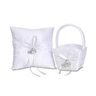 Ring Pillow   Flower Basket Set W  Rhinestones   Open Heart Charms-victoria Lynn