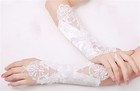 Bridal Beads Lace Emboridery Fingerless Long White Gloves For Wedding