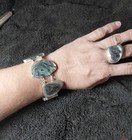 61g Vintage Taxco Ati Mexico Sterling Silver Abalone Bracelet And Ring Set 61 5g