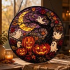Halloween Ghost Pumpkin Stained Glass Window Suncatcher