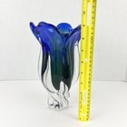 Vintage Royal Gallery Vase Art Glass Blue Green Tulip Design Made In Poland 9   