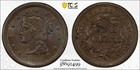 1854 Braided Hair Large Cent 1c Pcgs Ms 62 Bn Brown