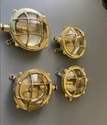 Nautical Maritime Brass Wall ceiling Deck Lights     Vintage Marine Ship Set Of 4