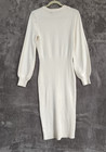 Haeof Womens Long Sleeve Bodycon Sweater Dress Ribbed Knit Crewneck Ivory Large