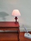 Dollhouse Table Lamp 12 Volt W plug White Shade Bronze Base 1 12 Scale Miniature