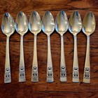 7 Vintage Oneida Coronation Teaspoons Lot  Community Silverplate 1936 Art Deco