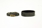 Japanese Fuchi Kashira     Shakudo Egret   Reed Design By Masatoshi  antique 
