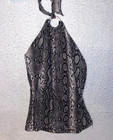 Michael Kors Tank Metal Ring Holter Gray Snake Blouse Sleeveless Top Womens Sz S