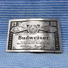 Budweiser Beer 12 Oz Label Promo Belt Buckle Vtg 70s Napoleon Empereur    cpa564