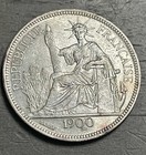 1900 French Indo-china Silver Piastre De Commerce - Au xf Details - Toned     kh13