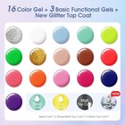 10ml Gel Nail Polish Set - 16 Neon Pastel Colors  Glossy Matte Top   Base Coat 