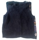 Erika Vintage Mixed Pattern Knit Sweater Vest Ramie Cotton Blend Small Black