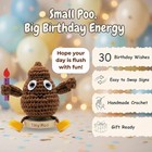 Positive Birthday Poo Crochet Plush With 30 Bday Cards - Funny Gag Gift