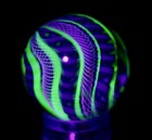 Bryan Trillas Glass Marble filigree Cane uv Reactive blue Purple White 0 8-0 9in