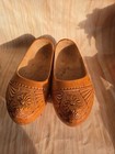 Vintage Pair Of Hand Carved Wooden Dutch Shoes Clogs Size 6 Mens Holland