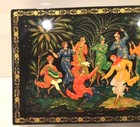 Russian Palekh Papier-mache Lacquer Box  dansing  90-s Signed