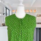 Vintage Ilgwu Full Smock Apron Green Stripe polka Dots Pocket Size Small