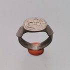 Unique Ancient Roman Silver Ring Rabbit  2nd  Ad  Century 