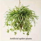 4 Pcs Artificial Spider Plant For Indoor outdoor Decor Uv Resistant Anti-oxidant