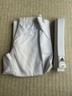 Adidas Judo Gi White Uniform Jacket Pants Set With White Belt Size 240 Near Mint
