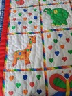 Abc  Baby Crib Blanket Quilt Primary Colors Red  Hearts Animals Butterflies