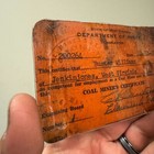 Vtg C 1950s West Virginia Department Of Mines - Coal Miner s Certificate Card 