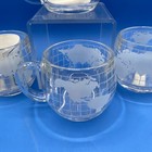 Set Of 4 Vintage Nestle Nescafe World Globe Frosted Etched Coffee Mugs   Cups