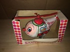 Vintage Tin Litho Helicopter Yuletide Santa Xmas Wind Up Toy Retro Reindeer