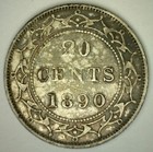 1890 Canada Newfoundland 20 Cents Silver Coin Circulated Extra Fine Xf Canadian