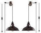 Plug In Pendant Light Industrial Pulley Pendant Lamp E26 Vintage Hanging Bronze