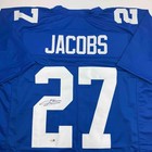 Autographed signed Brandon Jacobs New York Blue Jersey Beckett Bas Coa