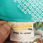 Vtg Japanese Kimono Robe 100  Polyester Made In Japan Green Floral Print Flaw