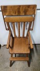 Antique Vintage 26  Tall High Chair Oak Wood Child Baby Overhead Swing Tray Rare