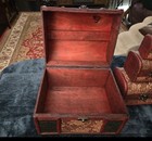 5pc Vintage Wooden Nesting Treasure Chest Boxes Gold Floral Storage Trunk