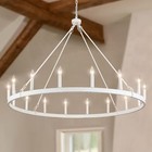 White Chandelier 16-light Large Wagon Wheel Chandeliers For High Ceilings 47in 